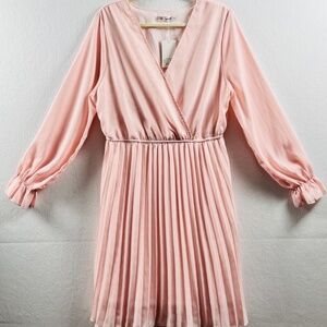 BBX Lephsnt Dress Women's XL Pink Pleated Midi Knee Length Barbie NEW